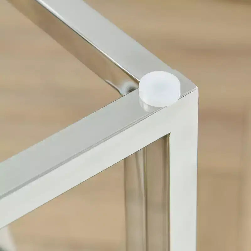 Okak Modern Console Table with Tempered Glass Top, Accent Table with Stylish Sturdy Metal Frame, Hallway Table for Living Room, Foyer