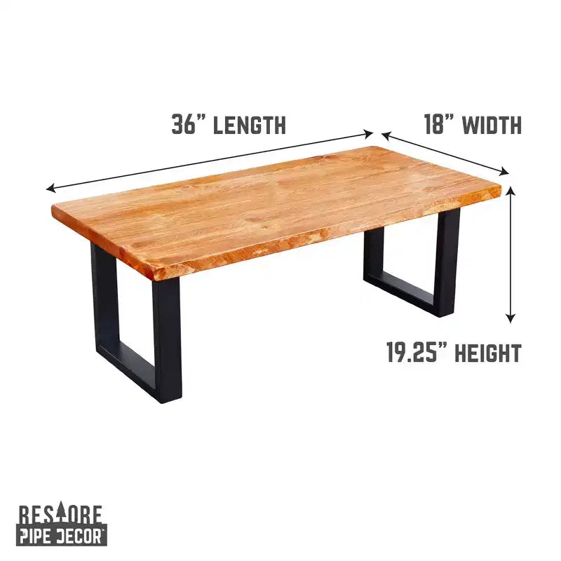 Pipe Decor Skyline Sunset Cedar Solid Wood Coffee Table with 18 in. Landscape Legs