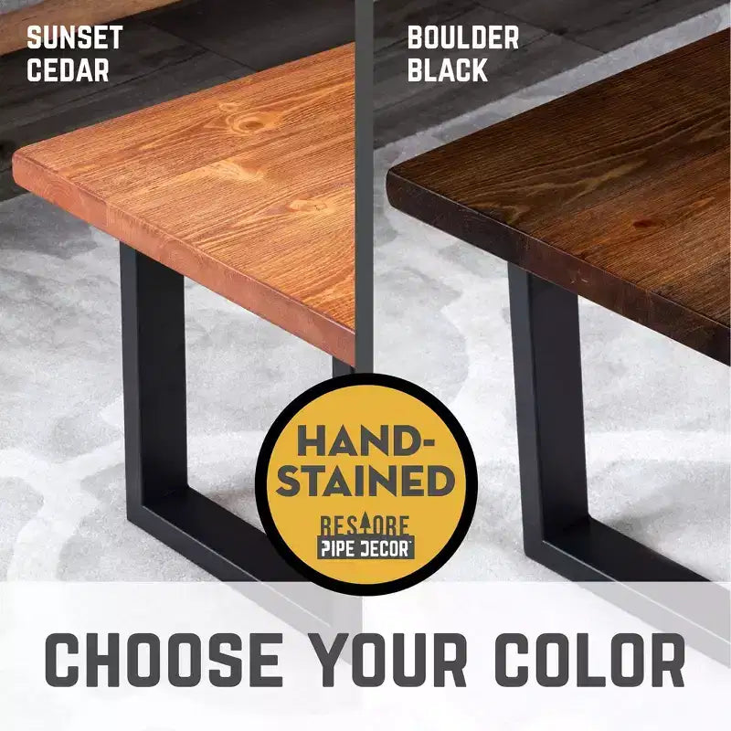 Pipe Decor Skyline Sunset Cedar Solid Wood Coffee Table with 18 in. Landscape Legs