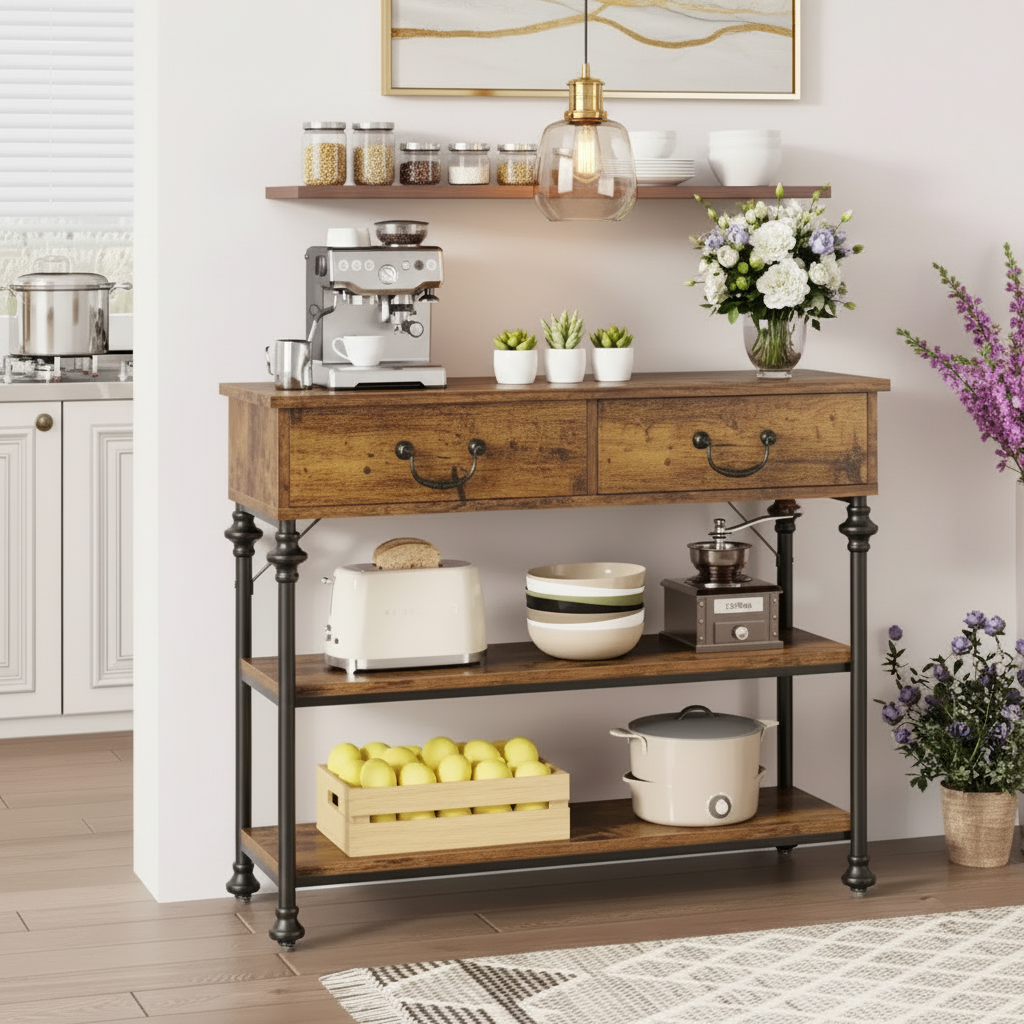 Console 2 tiroirs étroite pour canapé