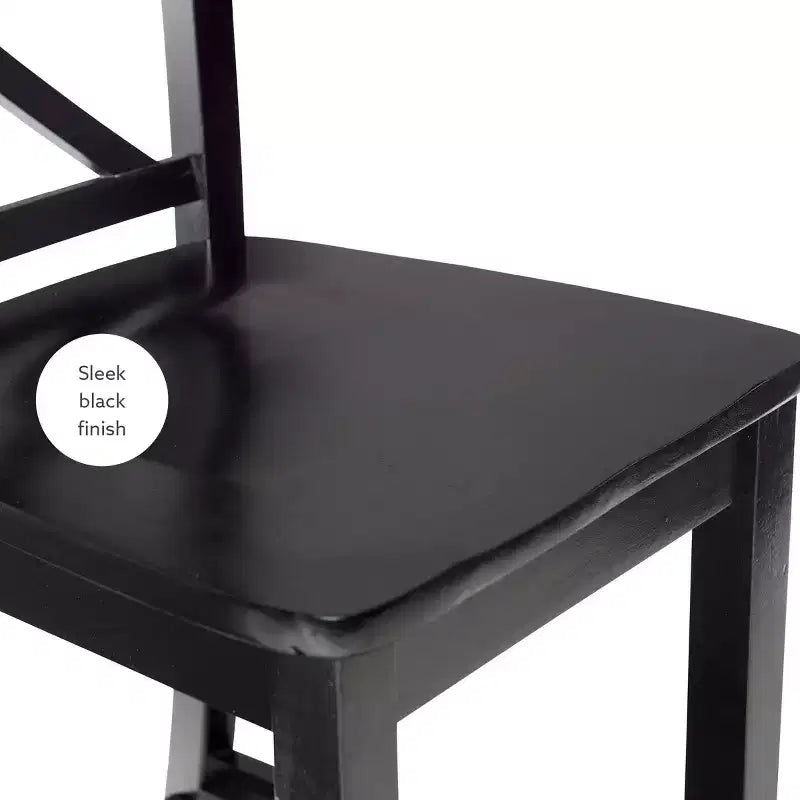 30" Torino X Back Wood Barstool - Black - Linon: Solid Rubberwood, Unupholstered, Armless