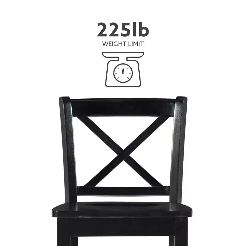 30" Torino X Back Wood Barstool - Black - Linon: Solid Rubberwood, Unupholstered, Armless