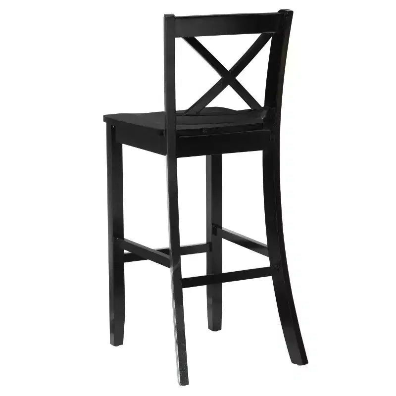 30" Torino X Back Wood Barstool - Black - Linon: Solid Rubberwood, Unupholstered, Armless