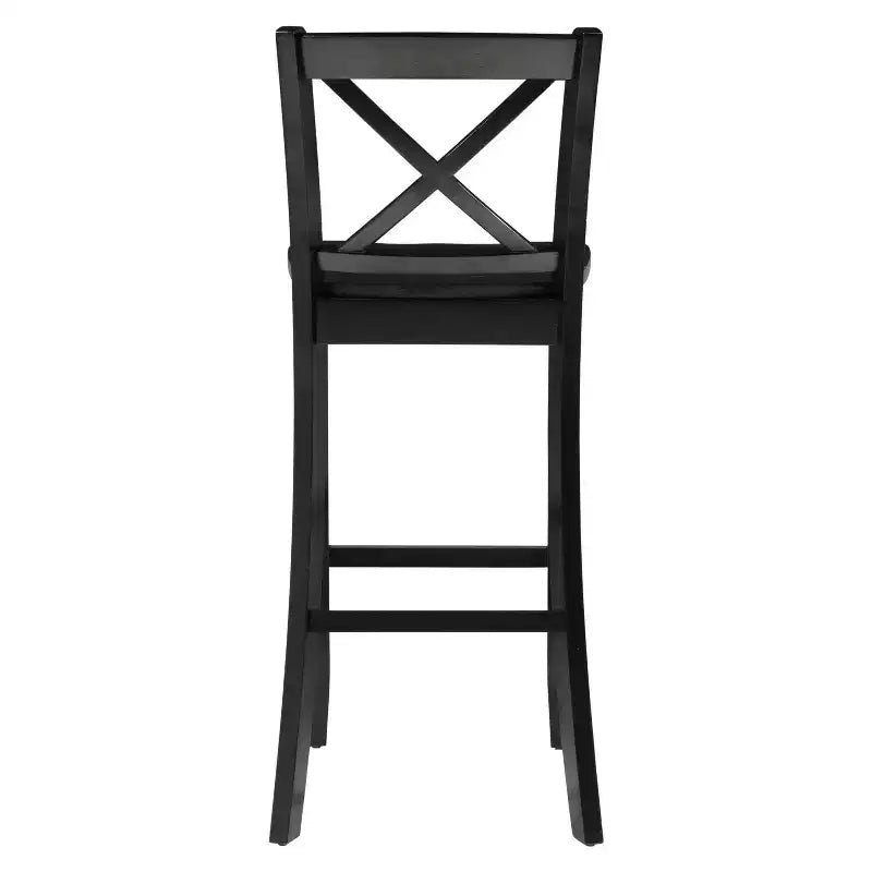 30" Torino X Back Wood Barstool - Black - Linon: Solid Rubberwood, Unupholstered, Armless