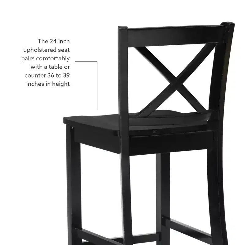 30" Torino X Back Wood Barstool - Black - Linon: Solid Rubberwood, Unupholstered, Armless