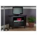 Winsome Zena Corner TV Stand for TVs up to 27" Espresso: Mid-Century Modern, Open Shelving, MDF Wood