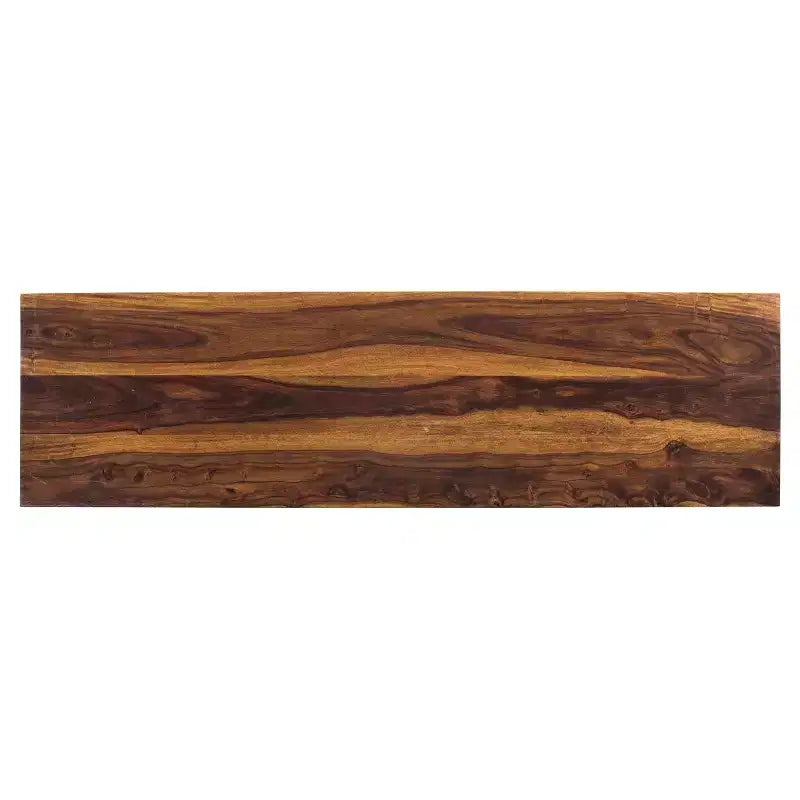 Solid Sheesham Wood 60" Cube Bench - Timbergirl: Rustic Brown, Iron Frame, 3-Seater, Storage, 300 lb Capacity