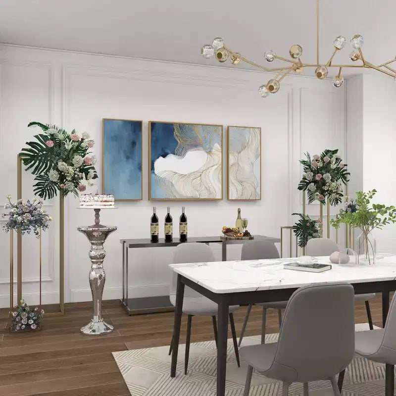 Olivia & May Resin Pedestal Accent Table Silver: Polystone Base, No Assembly, Glass Top