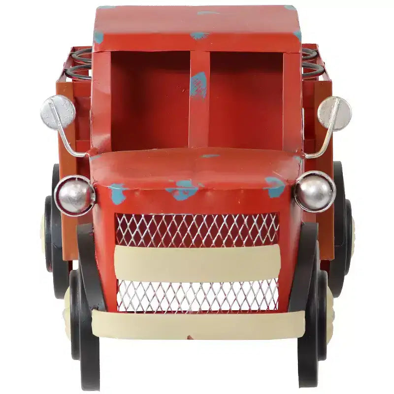 Sunnydaze Rustic Truck Metal Wine Rack - Red