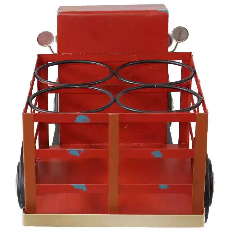 Sunnydaze Rustic Truck Metal Wine Rack - Red