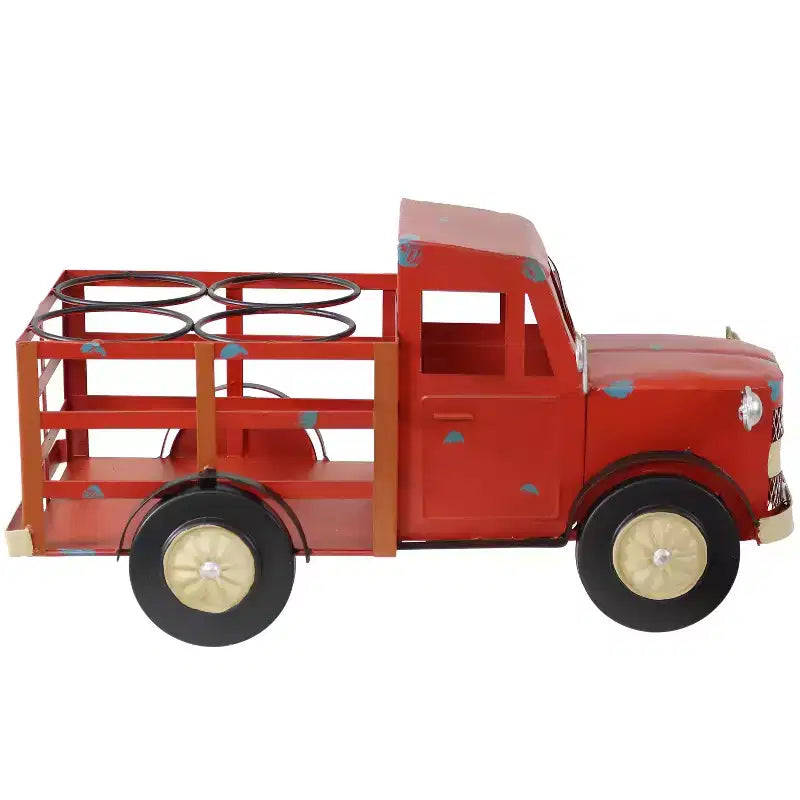 Sunnydaze Rustic Truck Metal Wine Rack - Red