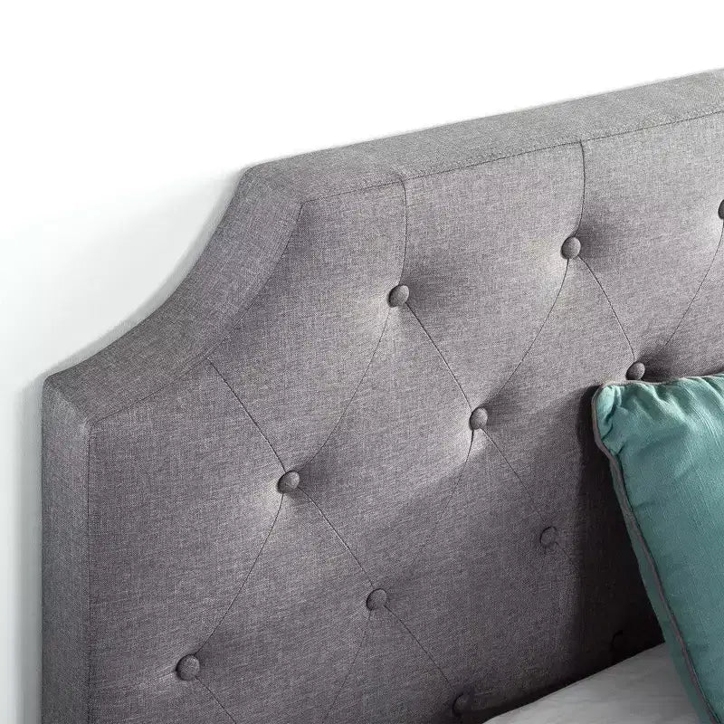 Mavn Upholstered Platform Bed, Modern Tufted Headboard Dark Gray - Mellow