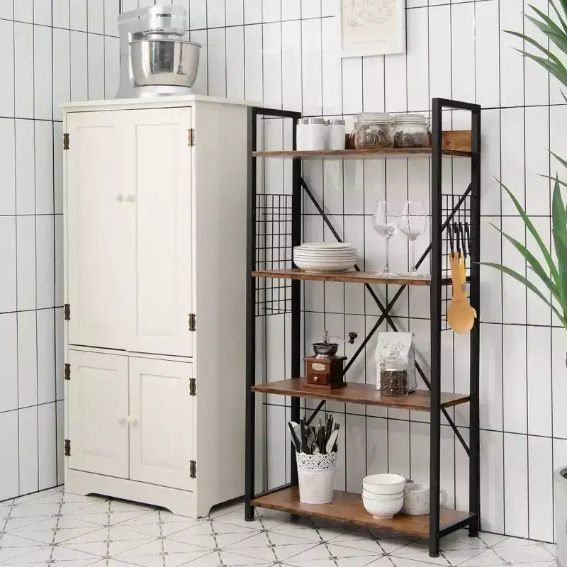 Costway 4 -Tier Industrial Bookshelf Open Storage Bookcase Display Shelf for Home Office