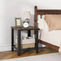 Costway Industrial End Table 2-Tier Side Table with Storage Shelf Rustic Sofa Table Black